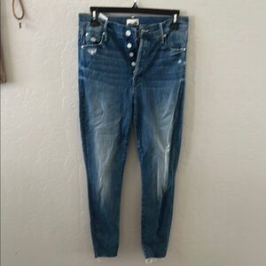 Mother - The Stunner Ankle Fray Blue Jeans